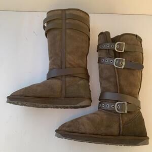 Emu Australia Women’s Naloo Sheepskin Boots Nubuck Boots Moto Brown Sz 9 USA
